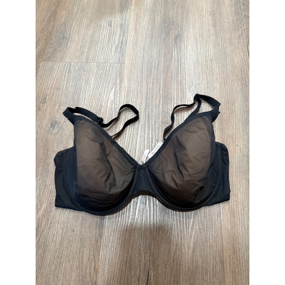 Victorias Secret Lined Perfect Coverage Bra Black‎ Mesh Underwire 38DD E85